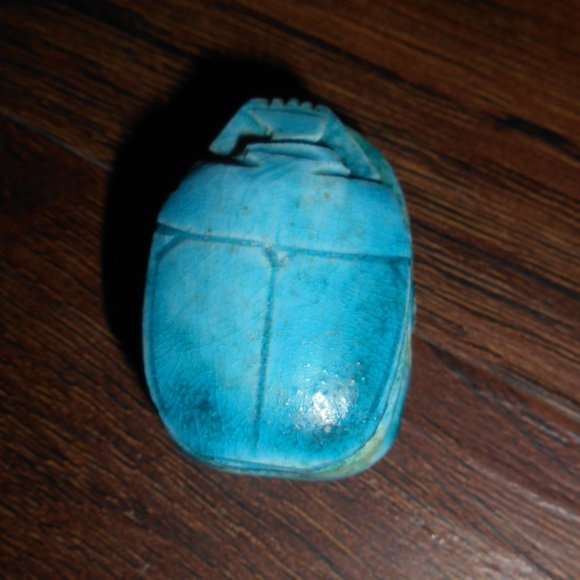Vintage Jewelry - Turquoise Egyptian Style Scarab Pendant Vintage